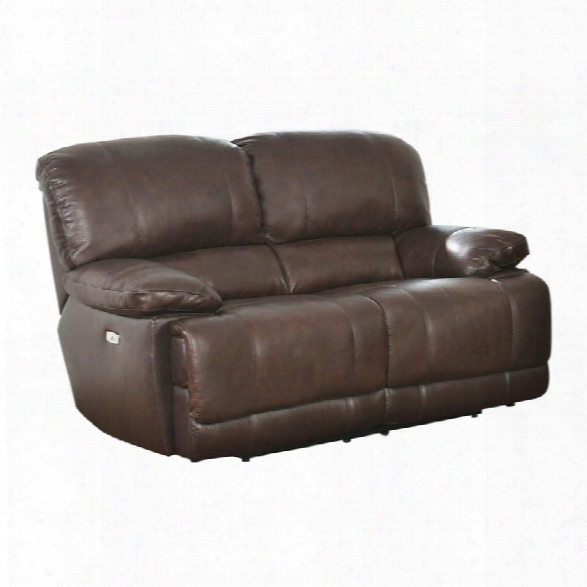 Abbyson Living Aspen Leather Power Reclining Loveseat In Brown