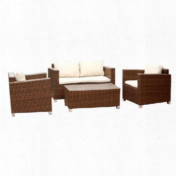 Abbyson Living Hampton 4 Piece Patio Wicker Sofa Set In Brown