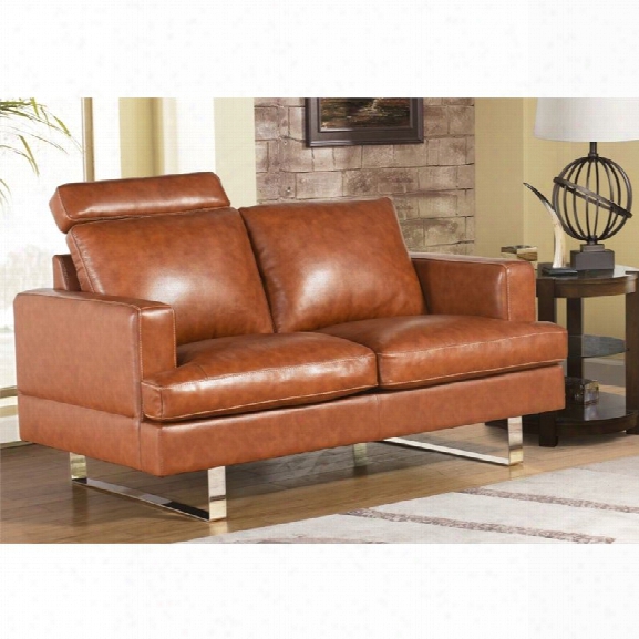 Abbyson Living Norris Top Grain Leather Loveseat In Camel