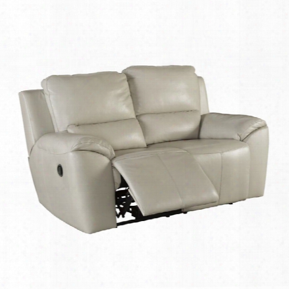 Ashley Valeton Reclining Leather Loveseat In Cream