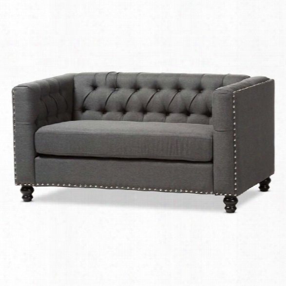 Baxton Studio Geneva Fabric Loveseat In Gray