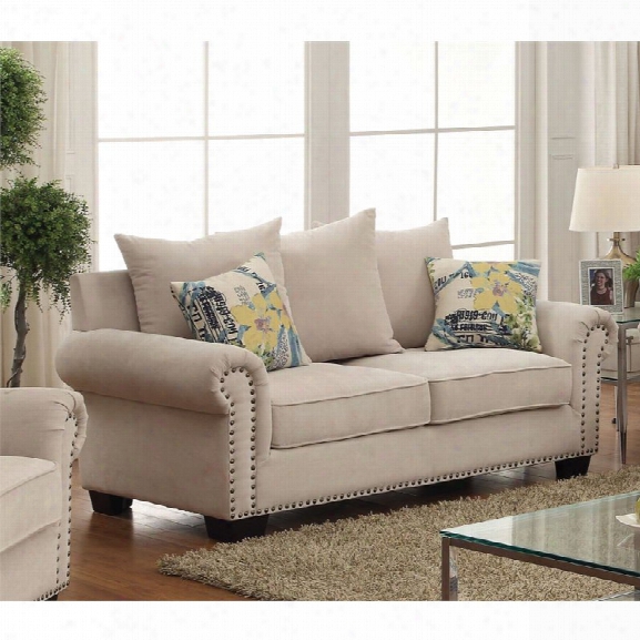 Furniture Of America Belinda Fabric Loveseat In Ivory