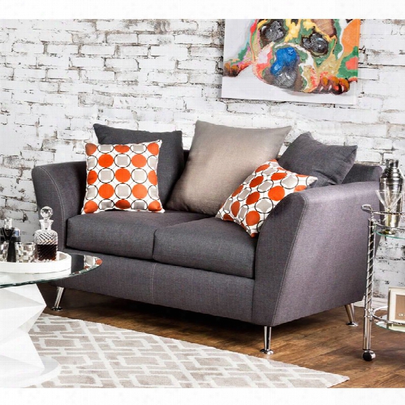 Furniture Of America Jamie Fabric Loveseat In Gray