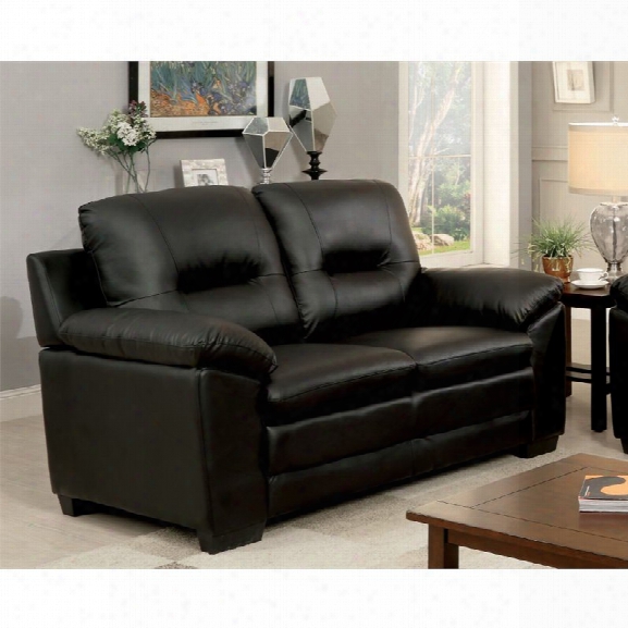 Furniture Of America Pallan Leather Tufted Loveseat In Black