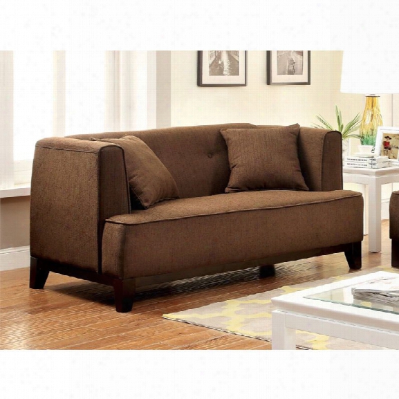 Furniture Of America Waylin Tufted Fabric Loveseat In Brown