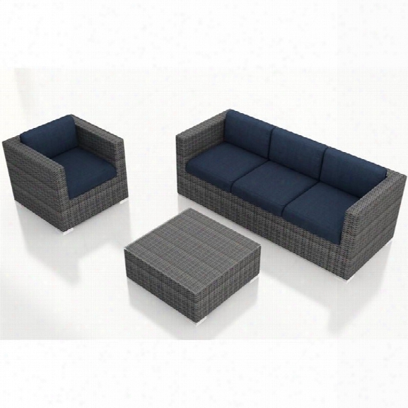 Harmonia Living District 3 Piece Patio Sofa Set In Spectrum Indigo