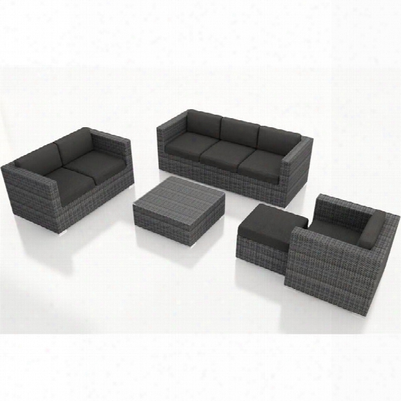 Harmonia Living District 5 Piece Patio Sofa Set In Canvas Charcoal