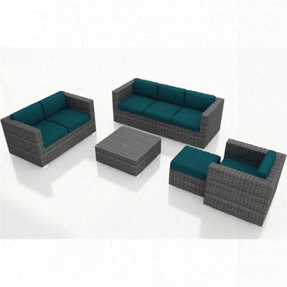 Harmonia Living District 5 Piece Patio Sofa Set In Spectrum Peacock