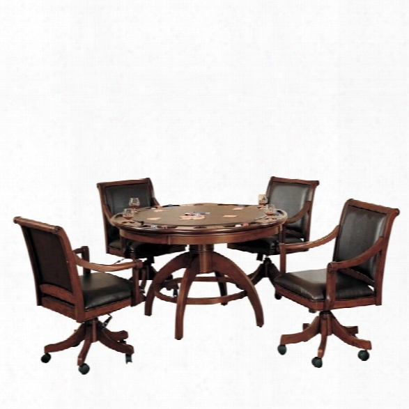 Hillsdale Palm Springs 5 Piece Game Set In Medium Brown Cherry