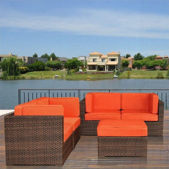 International Home Miami Atlantic 5 Piece Patio Set In Orange