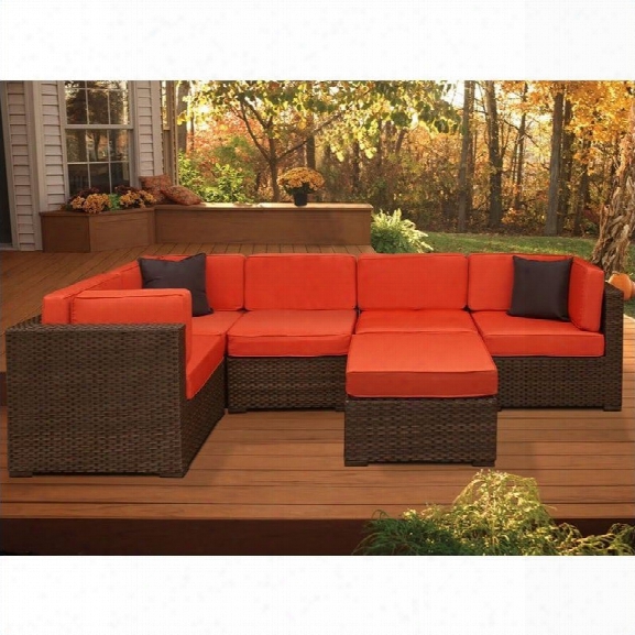 International Home Miami Atlantic 6 Piece Patio Sectional Set In Orange