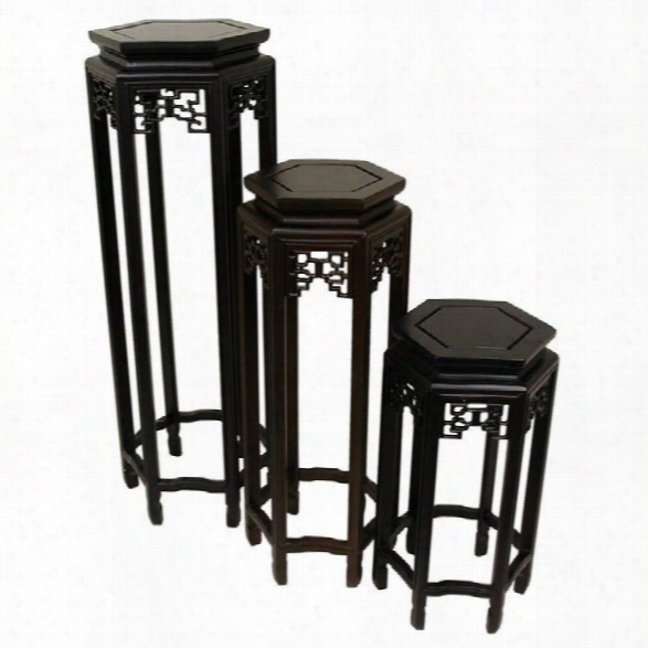 Oriental Furniture Stands In Rosewood (set Of 3)