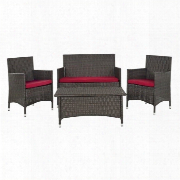 Safavieh Mojavi Wicker 4 Piece Set In Brown And Red