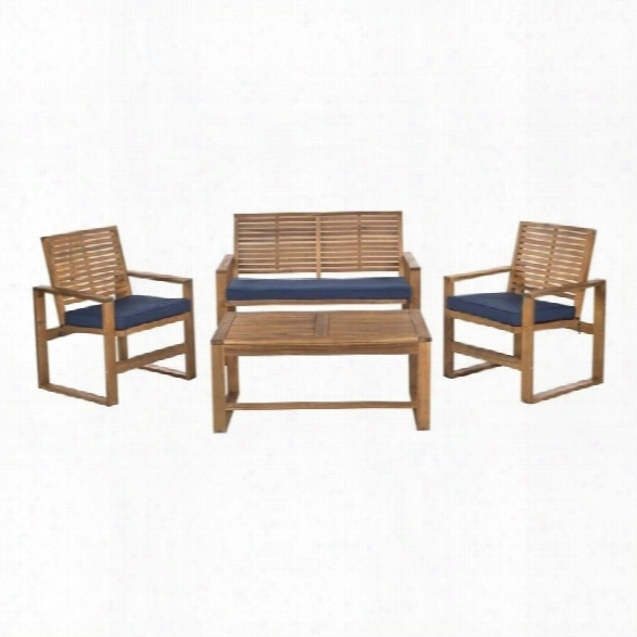 Safavieh Ozark Wood 4 Piece Set In Brown And Navy