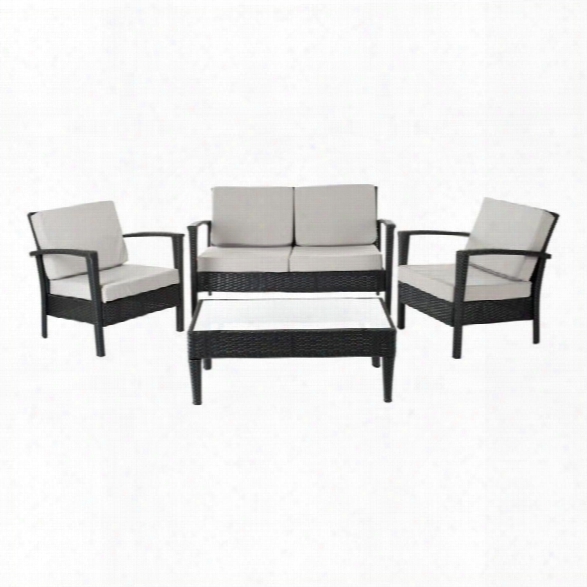 Safavieh Piscataway Aluminum 4 Piece Set In Charcoal