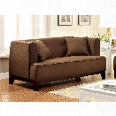 Furniture of America Waylin Tufted Fabric Loveseat in Brown