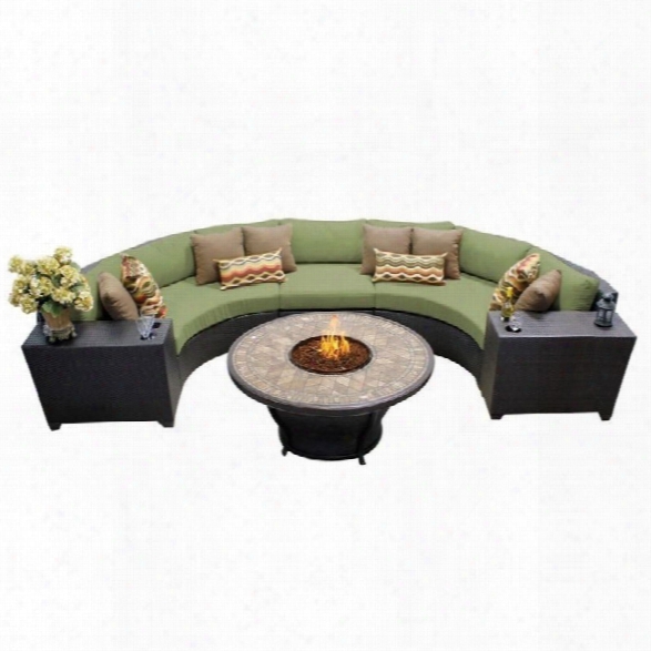 Tkc Barbados 6 Piece Outdoor Wicker Sofa Set In Cilantro