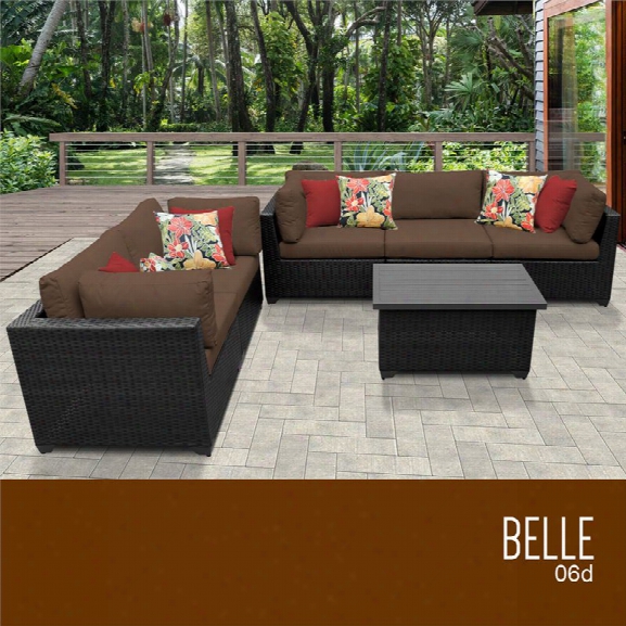 Tkc Belle 6 Piece Patio Wicker Sofa Set In Dark Brown