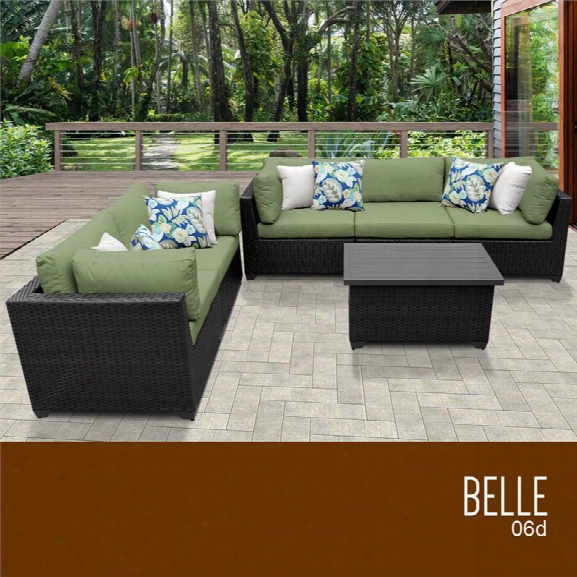 Tkc Belle 6 Piece Patio Wicker Sofa Set In Green