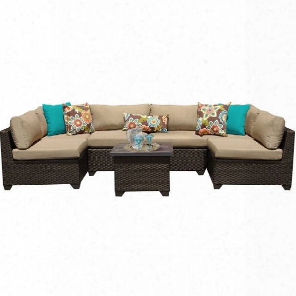 Tkc Belle 7 Piece Outdoor Wicker Sofa Set In Wheat