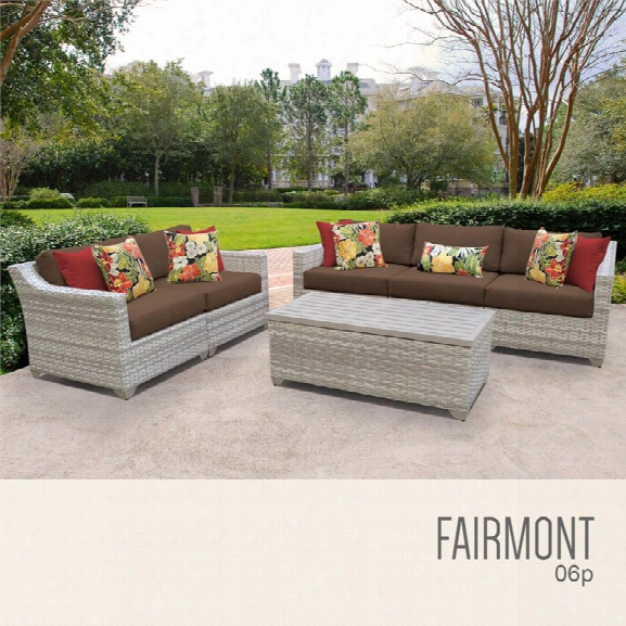 Tkc Fairmont 6 Piece Patio Wicker Sofa Set In Brown