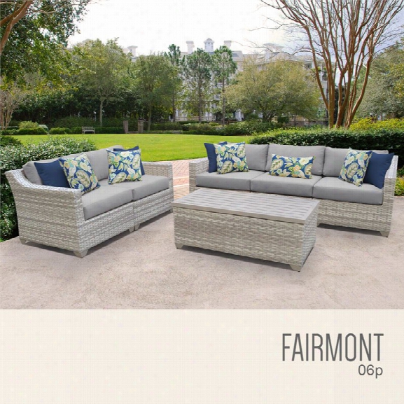 Tkc Fairmont 6 Piece Patio Wicker Sofa Set In Gray