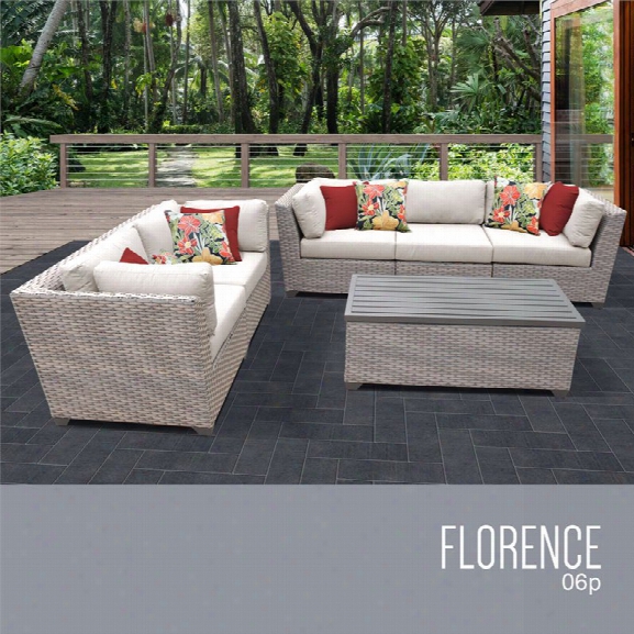 Tkc Florence 6 Piece Patio Wicker Sofa Set In Beige