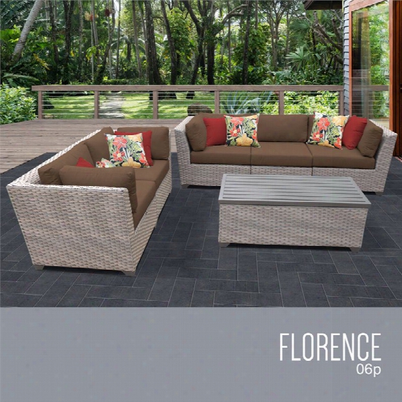 Tkc Florence 6 Piece Patio Wicker Sofa Set In Brown