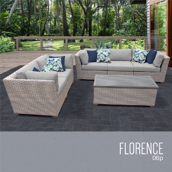 Tkc Florence 6 Piece Patio Wicker Sofa Set In Gray