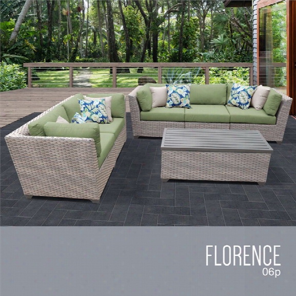 Tkc Florence 6 Piece Patio Wicker Sofa Set In Green