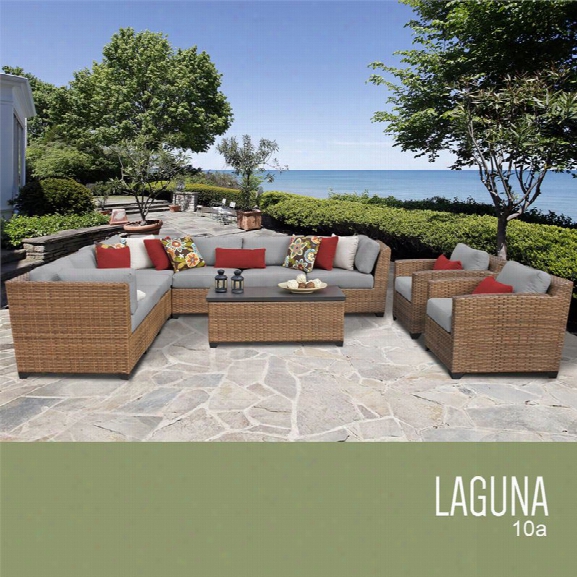 Tkc Laguna 10 Piece Patio Wicker Sofa Set In Gray