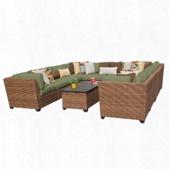 Tkc Laguna 11 Piece Outdoor Wicker Sofa Set In Cilantro