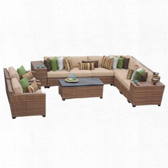 Tkc Laguna 11 Piece Outdoor Wicker Sofa Set In Wheat