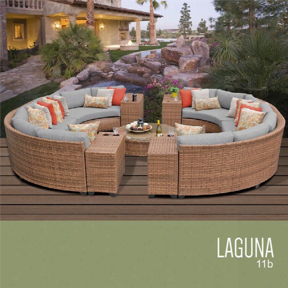 Tkc Laguna 11 Piece Patio Wicker Sectional Set In Gray