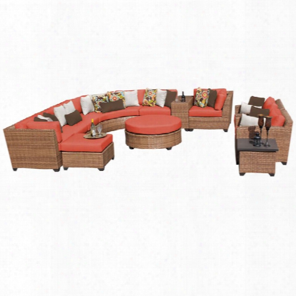 Tkc Laguna 12 Piece Patio Wicker Sofa Set In Orange