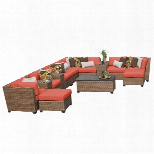 Tkc Laguna 14 Piece Patio Wicker Sectional Set In Orange