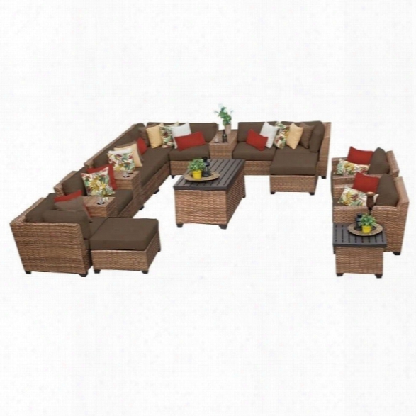 Tkc Laguna 17 Piece Outdoor Wicker Sofa Set In Cocoa