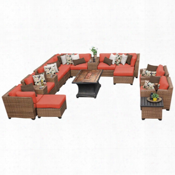 Tkc Laguna 17 Piece Patio Wicker Sofa Set In Orange