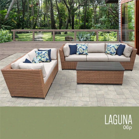 Tkc Laguna 6 Piece Patio Wicker Sofa Set In Beige