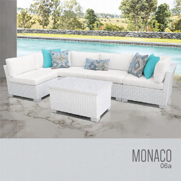 Tkc Monaco 6 Piece Patio Wicker Sectional Set In White