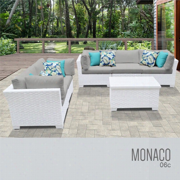 Tkc Monaco 6 Piece Patio Wicker Sofa Set In Gray