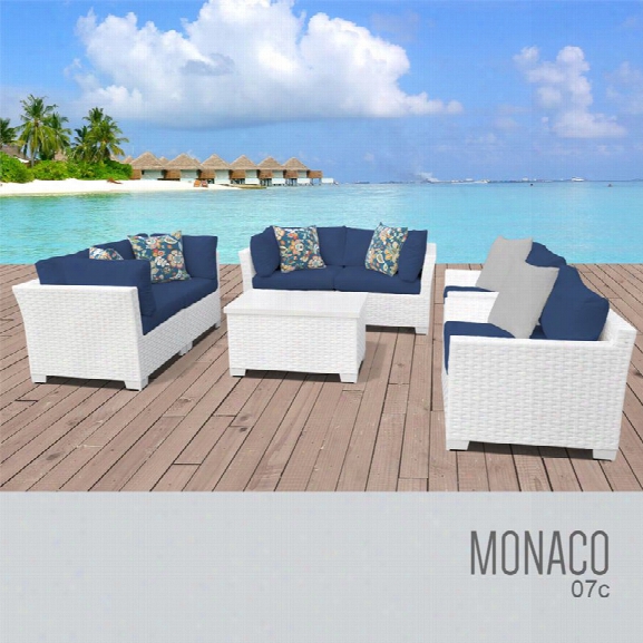 Tkc Monaco 7 Piece Patio Wicker Sofa Set In Blue