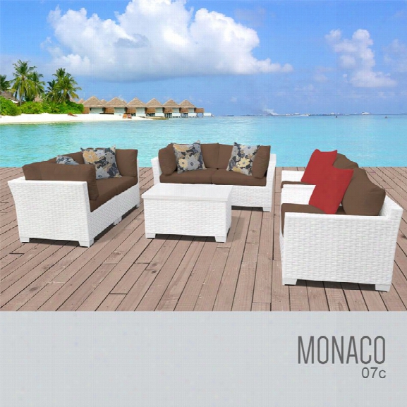 Tkc Monaco 7 Piece Patio Wicker Sofa Set In Brown