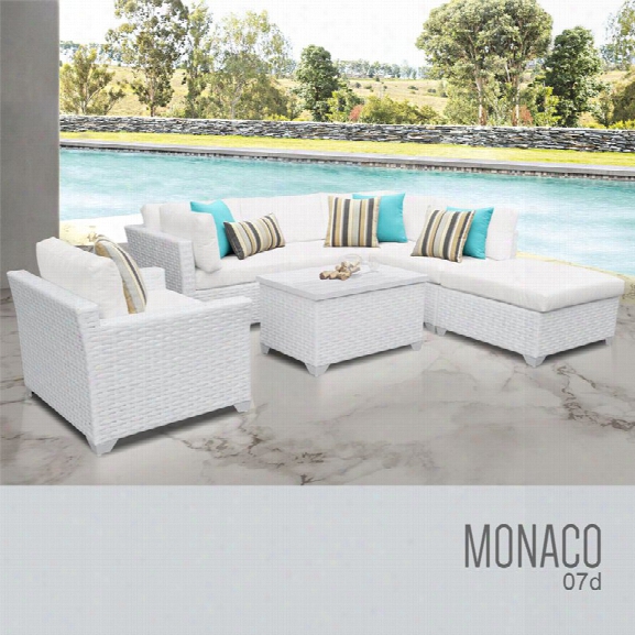 Tkc Monaco 7 Piece Patio Wicker Sofa Set In White