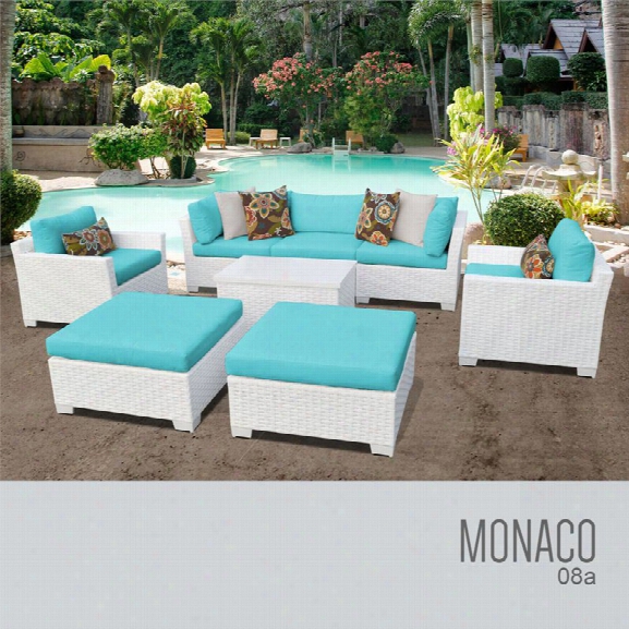 Tkc Monaco 8 Piece Patio Wicker Sofa Set In Turquoise