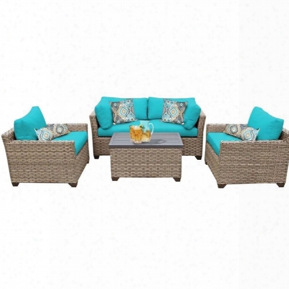 Tkc Monterey 5 Piece Outdoor Wicker Sofa Set In Aruba