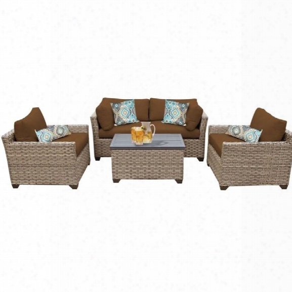 Tkc Monterey 5 Piece Outdoor Wicker Sofa Set In Cocoa