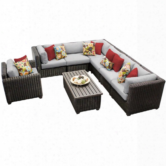 Tkc Venice 8 Piece Patio Wicker Sofa Set In Gray