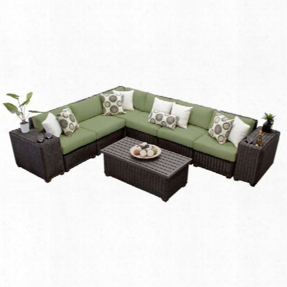 Tkc Venice 9 Piece Outdoor Wicker Sofa Set In Cilantro