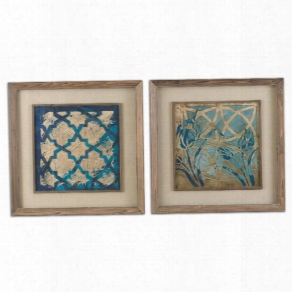 Uttermost Stained Glass Indigo Medium Toned Wood Framed Art (set Of 2)